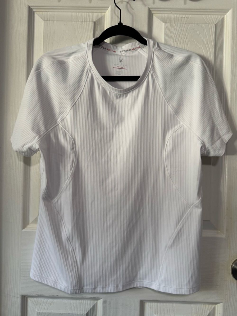 Spyder White Ribbed Short-Sleeve Performance Tee